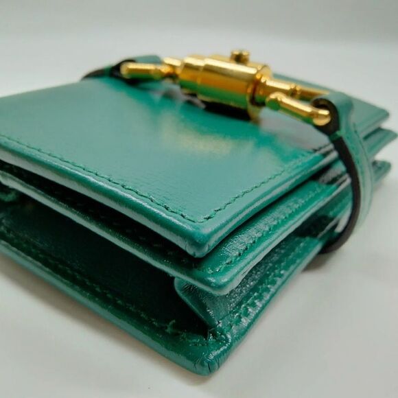 Auth Gucci Emerald Green Jackie 1961 Piston Bifold Wallet Card Case - Picture 9 of 9